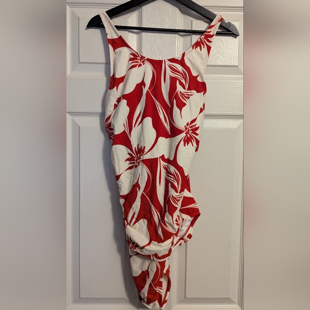 Shade & Shore Red and White One Piece Swimsuit NWOT